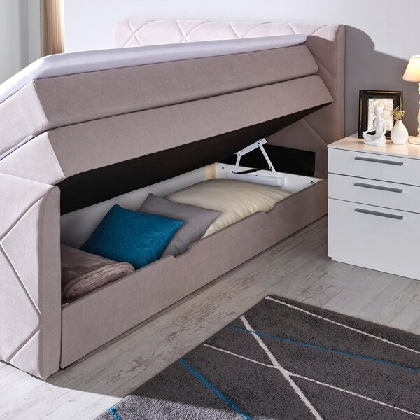 POSTELJA BOXSPRING 160 cm x 200 cm , tekstil siva