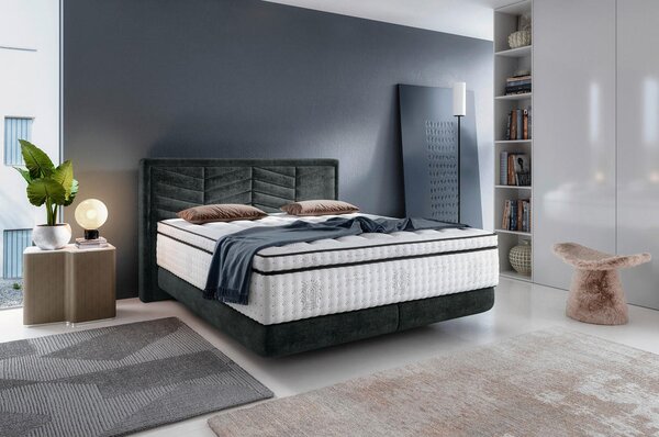 BOXSPRING POSTELJA 140 cm x 200 cm , tekstil črna