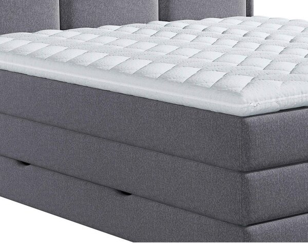 POSTELJA BOXSPRING 140 cm x 200 cm , tekstil temno siva