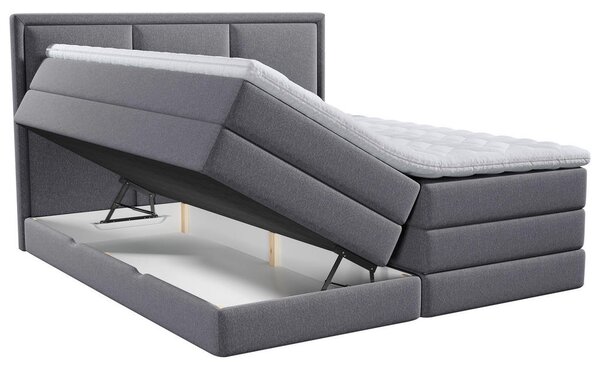 POSTELJA BOXSPRING 140 cm x 200 cm , tekstil temno siva