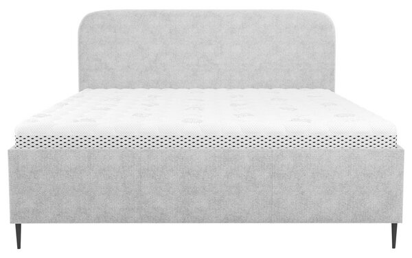 OBLAZINJENA POSTELJA 140 cm x 200 cm , les, tekstil, leseni material svetlo siva