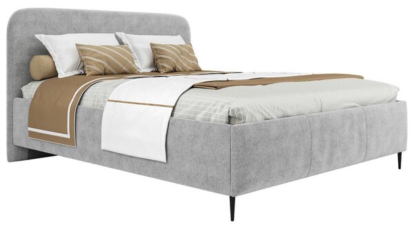 OBLAZINJENA POSTELJA 140 cm x 200 cm , les, tekstil, leseni material svetlo siva