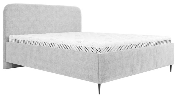 OBLAZINJENA POSTELJA 140 cm x 200 cm , les, tekstil, leseni material svetlo siva