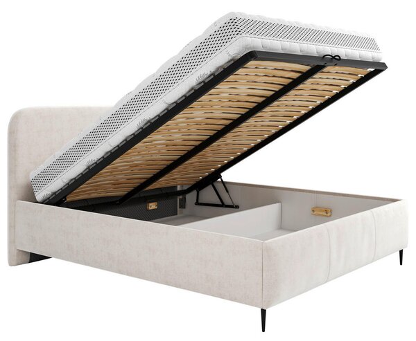 OBLAZINJENA POSTELJA 140 cm x 200 cm , les, tekstil, leseni material bela