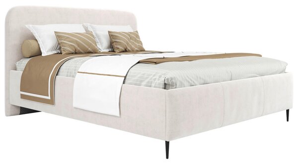 OBLAZINJENA POSTELJA 140 cm x 200 cm , les, tekstil, leseni material bela