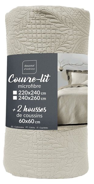 Kremno bel komplet pregrinjala in prevleke za vzglavnik iz mikrovlaken 240x260 cm Romane – douceur d'intérieur