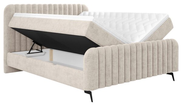 POSTELJA Z VZMETNICO 140 cm x 200 cm , les, tekstil, leseni material naravne barve