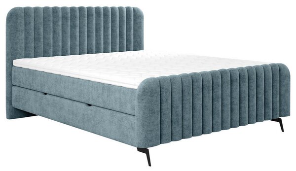 POSTELJA Z VZMETNICO 140 cm x 200 cm , les, tekstil, leseni material barve petroleja