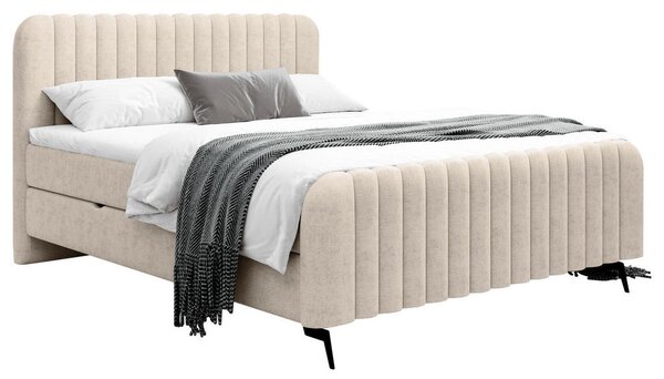 POSTELJA Z VZMETNICO 140 cm x 200 cm , les, tekstil, leseni material naravne barve