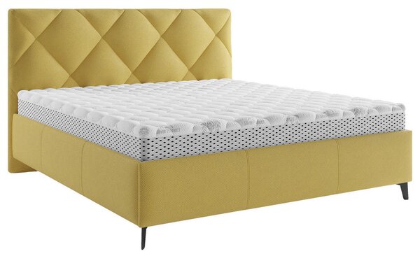 OBLAZINJENA POSTELJA 180 cm x 200 cm , tekstil gorčično rumena