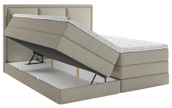BOXSPRING POSTELJA 140 cm x 200 cm , tekstil umazano rjava