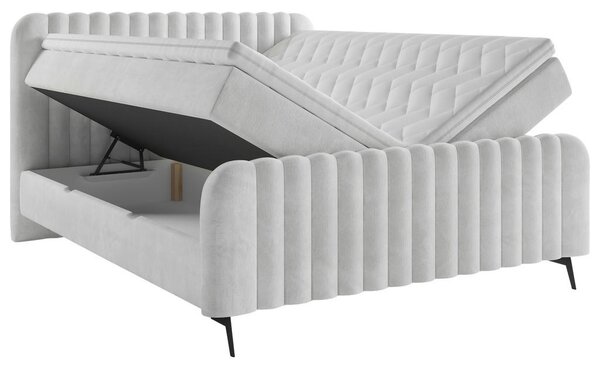 POSTELJA Z VZMETNICO 140 cm x 200 cm , les, tekstil, leseni material svetlo siva