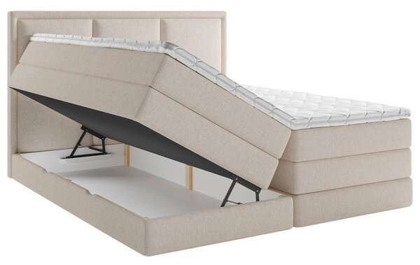 POSTELJA BOXSPRING 140 cm x 200 cm , tekstil naravne barve