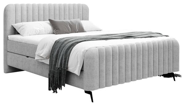 POSTELJA Z VZMETNICO 140 cm x 200 cm , les, tekstil, leseni material svetlo siva
