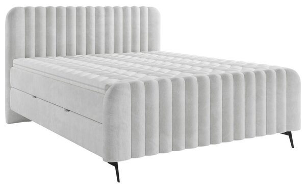 POSTELJA Z VZMETNICO 140 cm x 200 cm , les, tekstil, leseni material svetlo siva