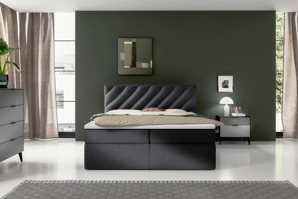 POSTELJA Z VZMETNICO 200 cm x 140 cm , tekstil antracit