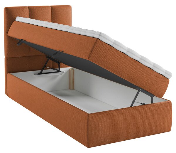 POSTELJA Z VZMETNICO 90 cm x 200 cm , les, tekstil, leseni material opečnato rjava