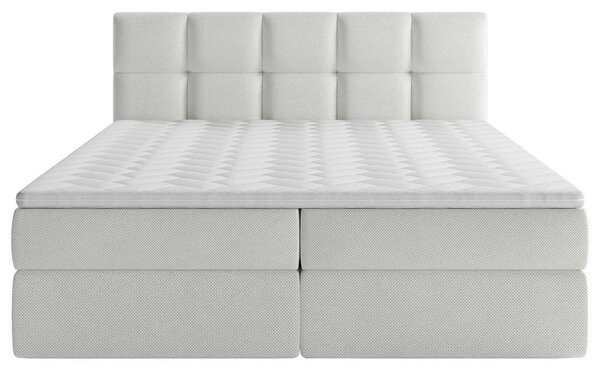 POSTELJA Z VZMETNICO 180 cm x 220 cm , les, tekstil, leseni material bela