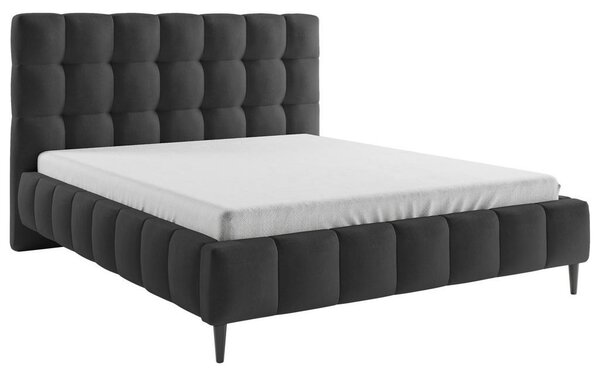 OBLAZINJENA POSTELJA 140 cm x 200 cm , les, tekstil, leseni material antracit