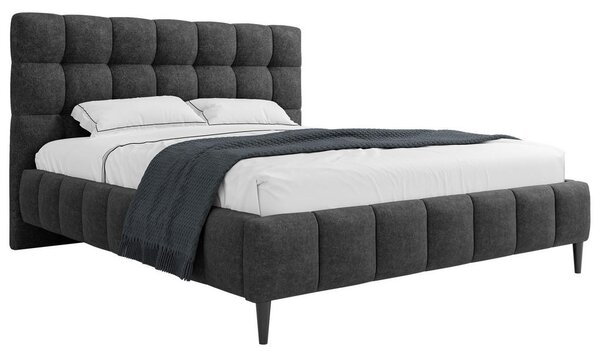 OBLAZINJENA POSTELJA 140 cm x 200 cm , les, tekstil, leseni material antracit