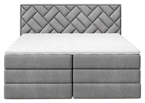 BOXSPRING POSTELJA 160 cm x 200 cm , tekstil, leseni material srebrne barve