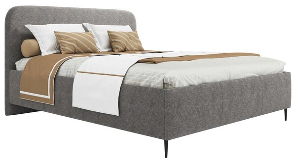 OBLAZINJENA POSTELJA 140 cm x 200 cm , les, tekstil, leseni material rjavosiva