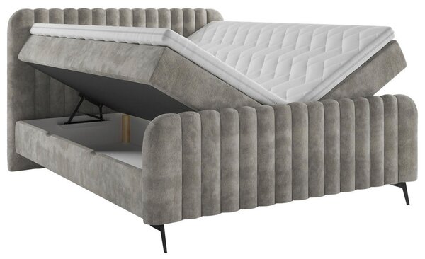 POSTELJA Z VZMETNICO 160 cm x 200 cm , les, tekstil, leseni material rjava