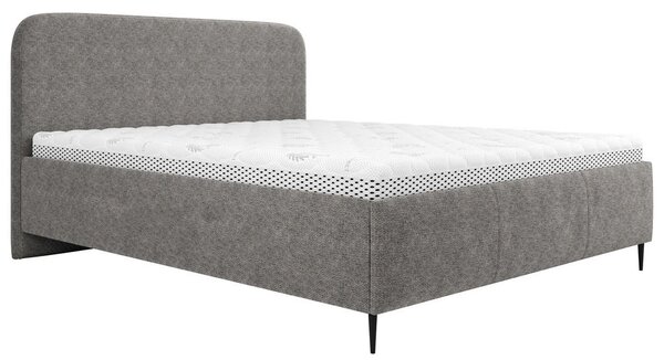 OBLAZINJENA POSTELJA 140 cm x 200 cm , les, tekstil, leseni material rjavosiva