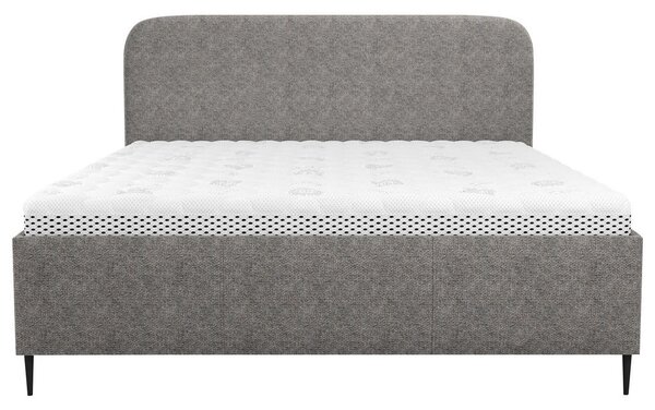 OBLAZINJENA POSTELJA 140 cm x 200 cm , les, tekstil, leseni material rjavosiva