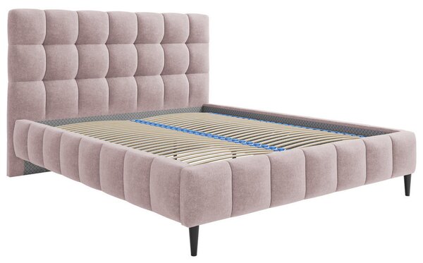 OBLAZINJENA POSTELJA 140 cm x 200 cm , les, tekstil, leseni material roza