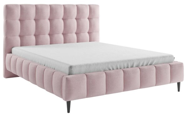 OBLAZINJENA POSTELJA 140 cm x 200 cm , les, tekstil, leseni material roza