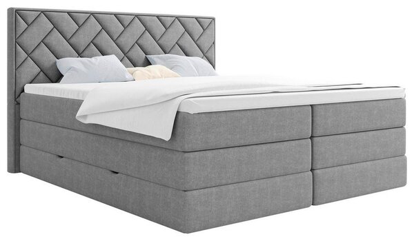BOXSPRING POSTELJA 160 cm x 200 cm , tekstil, leseni material srebrne barve