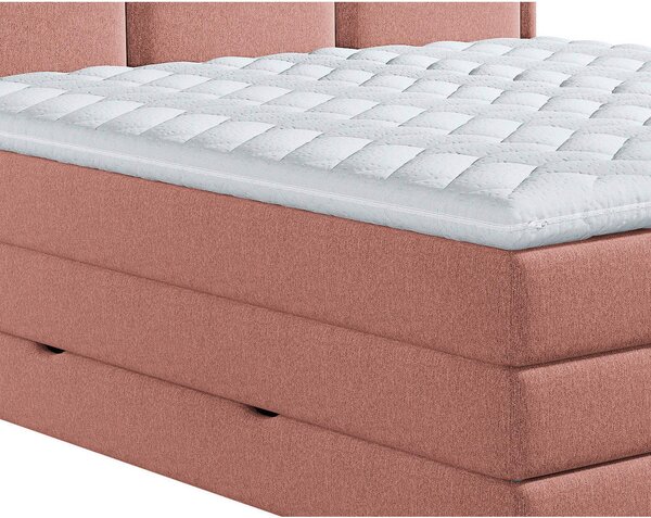 BOXSPRING POSTELJA 140 cm x 200 cm , tekstil starinsko roza