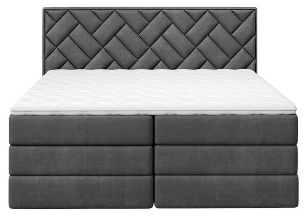 BOXSPRING POSTELJA 140 cm x 200 cm , tekstil, leseni material antracit