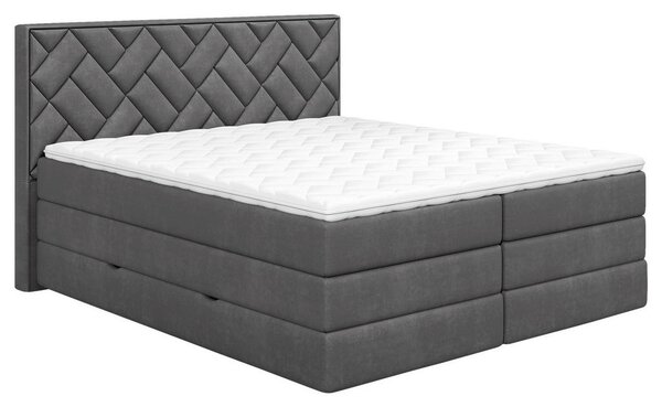 BOXSPRING POSTELJA 140 cm x 200 cm , tekstil, leseni material antracit