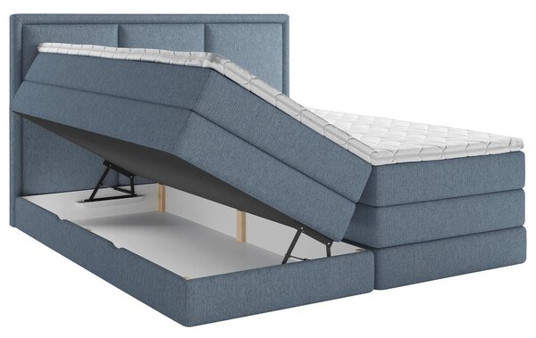 POSTELJA BOXSPRING 140 cm x 200 cm , tekstil temno modra