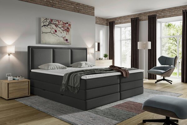 BOXSPRING POSTELJA 160 cm x 200 cm , tekstil antracit