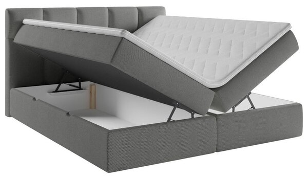 POSTELJA Z VZMETNICO 140 cm x 200 cm , les, tekstil, leseni material siva