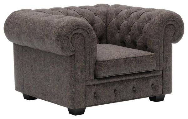 CHESTERFIELD FOTELJ, temno rjava usnje
