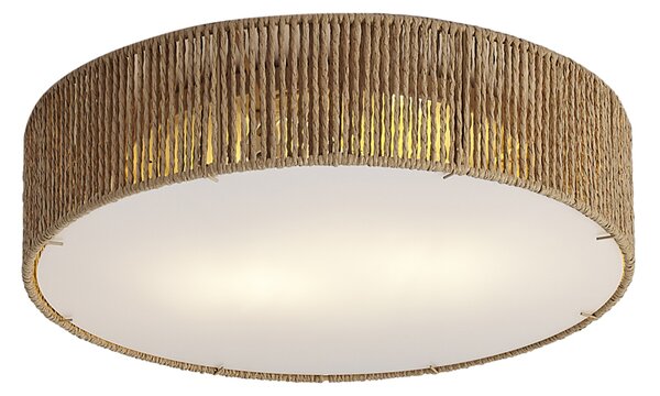 Japandi stropna svetilka naravna s senčilom 38 cm 2-luči - Luz
