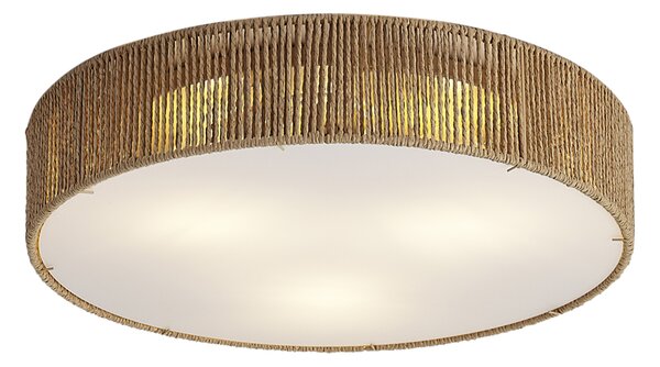 Japandi stropna svetilka naravna s senčilom 46cm 3-luči - Luz