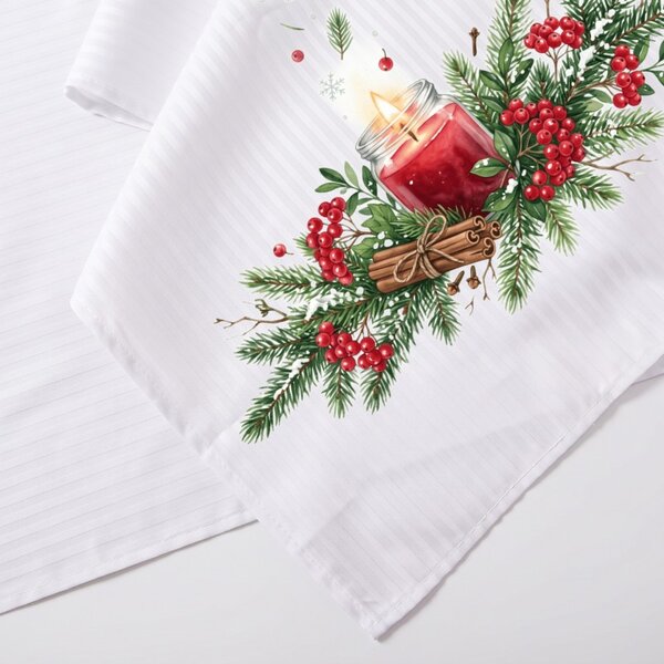 Damast prt Winter Cranberry 35x180 cm EMI