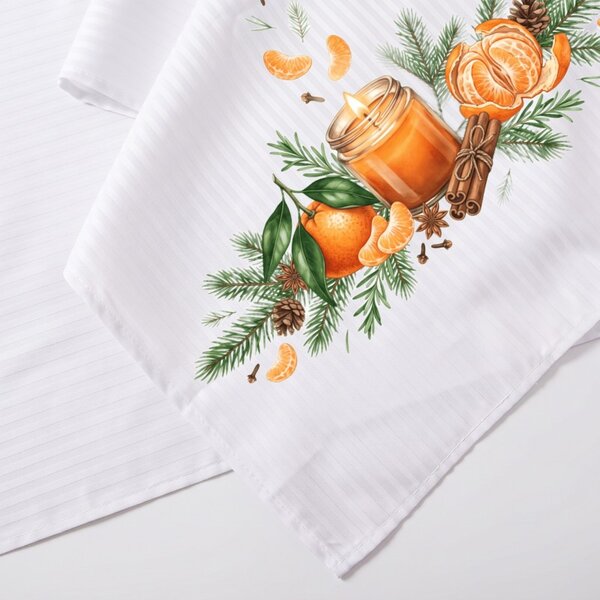 Damast prt Winter Mandarin 35x180 cm EMI