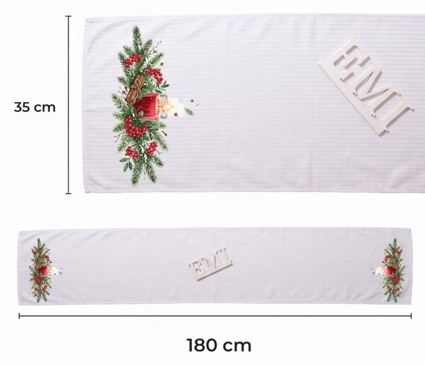 Damast prt Winter Cranberry 35x180 cm EMI