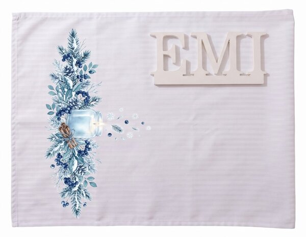 Damast prt Winter Blueberry 35x180 cm EMI
