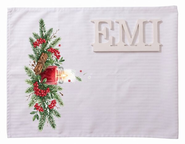 Damast prt Winter Cranberry 35x180 cm EMI