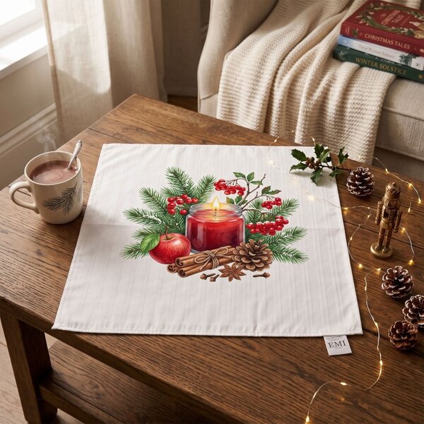 Damast prt Winter Cranberry 40x40 cm EMI