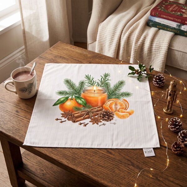 Damast prt Winter Mandarin 40x40 cm EMI