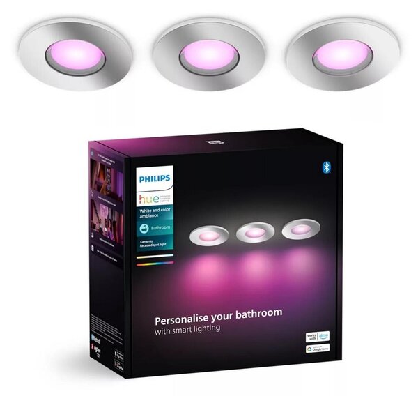 Philips-SET 3x LED RGBW Zatemnitvena kopalniška svetilka Hue XAMENTO 1xGU10/4,2W IP44