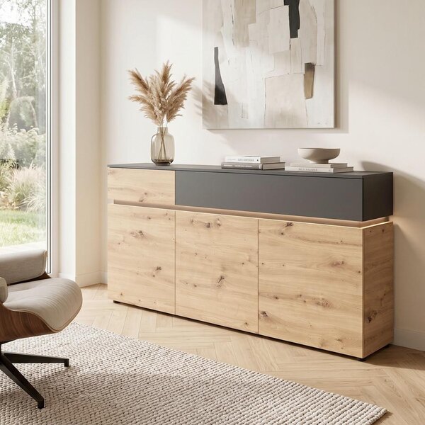 Modern Living Široka Komoda Luci, Barva Hrasta, Antracit